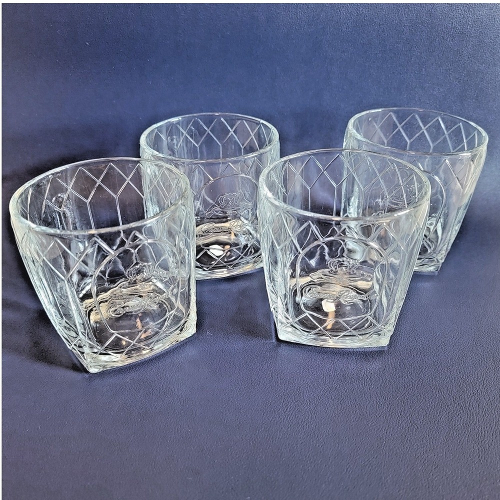 Crown Royal Canadian Whiskey, Stained Glass Embossed Logo Rocks Glass, Set of 4